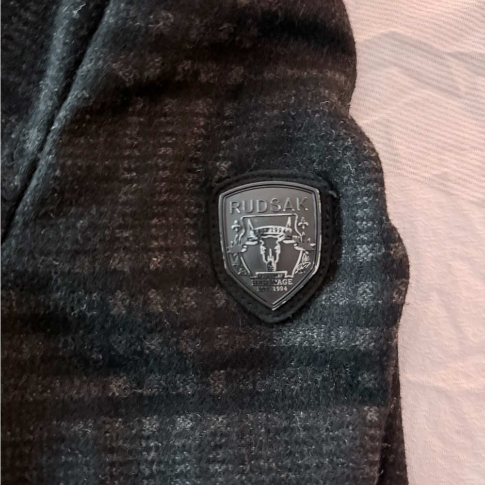 Rudsak Mens Black/charcoal Wool/Leather coat - Picture 13 of 15